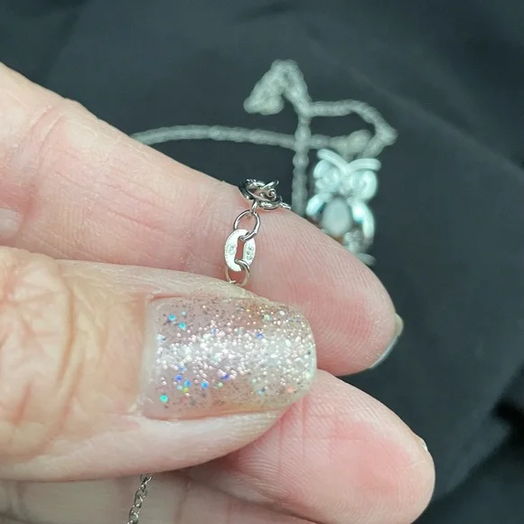 NWT Sterling Silver Smoky Quartz n Diamond Owl Necklace 🦉💜 - Picture 4 of 4